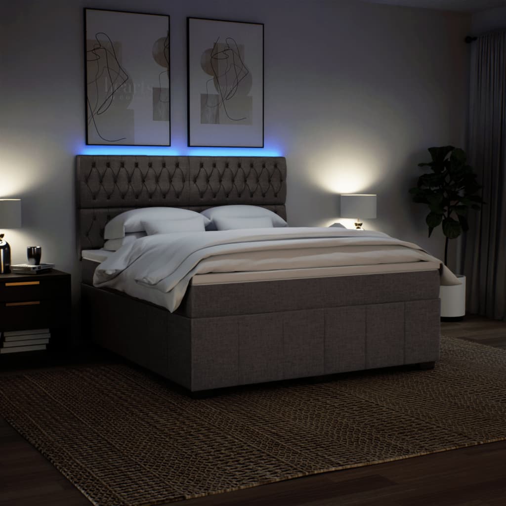 kontinentalseng med madras 180x200 cm stof gråbrun