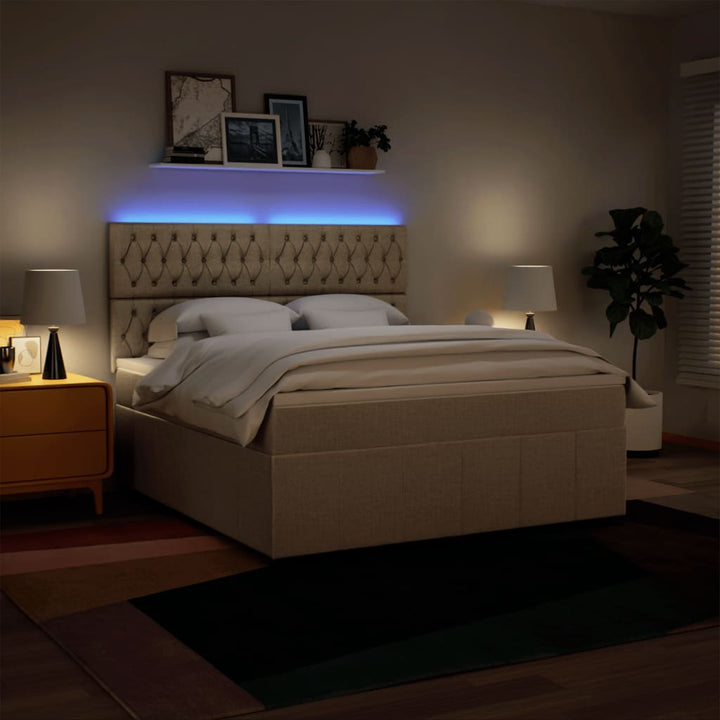 kontinentalseng med madras 180x200 cm stof cremefarvet