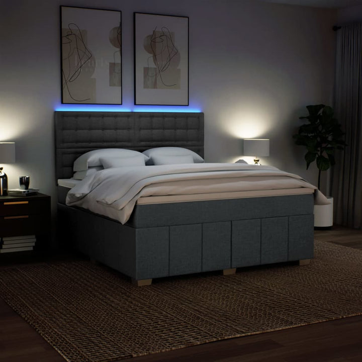 kontinentalseng med madras 180x200 cm stof mørkegrå