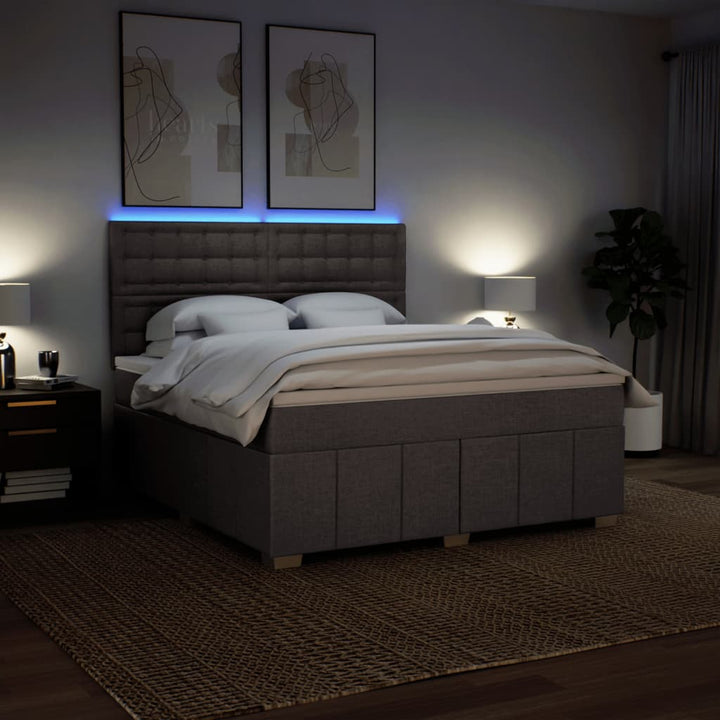 kontinentalseng med madras 180x200 cm stof gråbrun