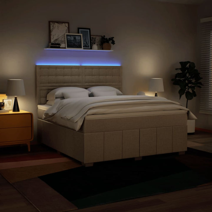 kontinentalseng med madras 180x200 cm stof cremefarvet