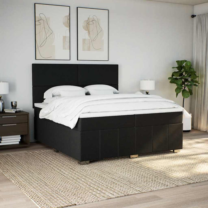kontinentalseng med madras 200x200 cm stof sort
