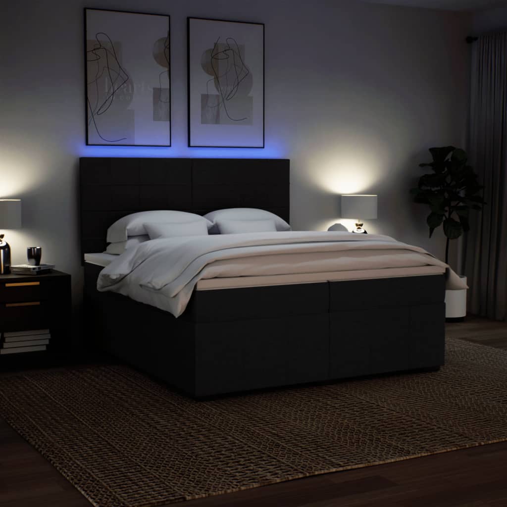 kontinentalseng med madras 200x200 cm stof sort