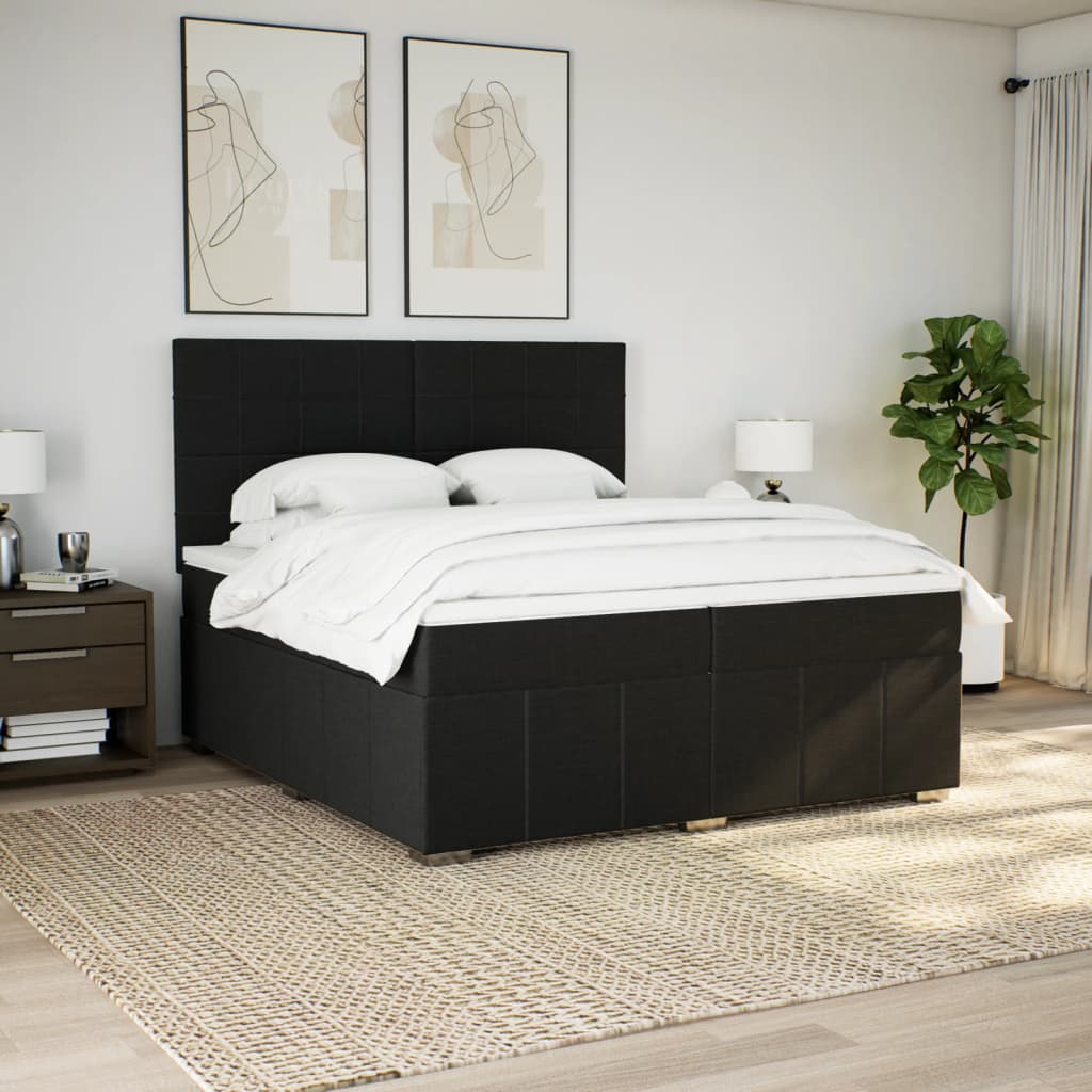 kontinentalseng med madras 200x200 cm stof sort