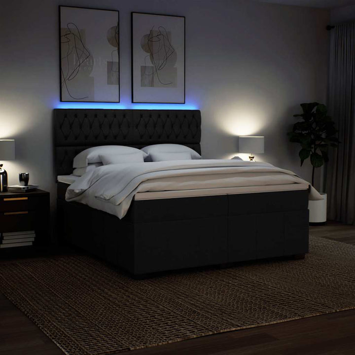 kontinentalseng med madras 200x200 cm stof sort