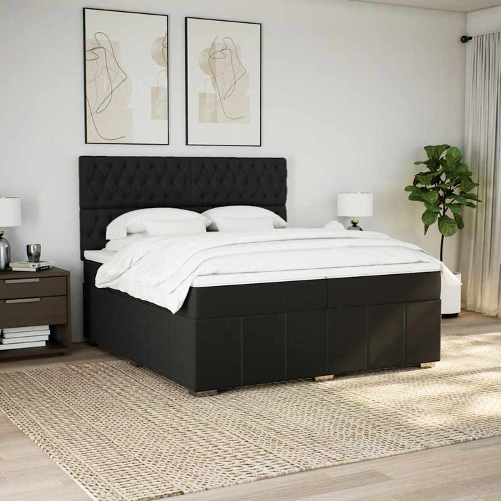kontinentalseng med madras 200x200 cm stof sort