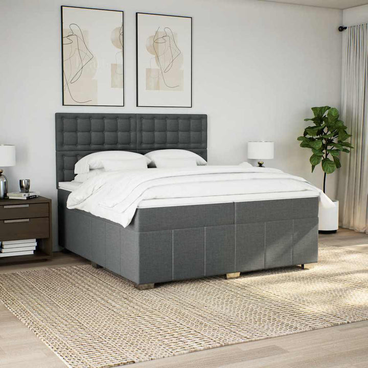 kontinentalseng med madras 200x200 cm stof mørkegrå