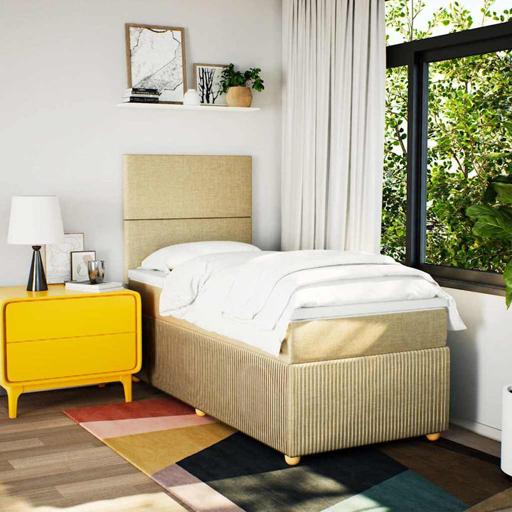 kontinentalseng med madras 80x200 cm stof cremefarvet