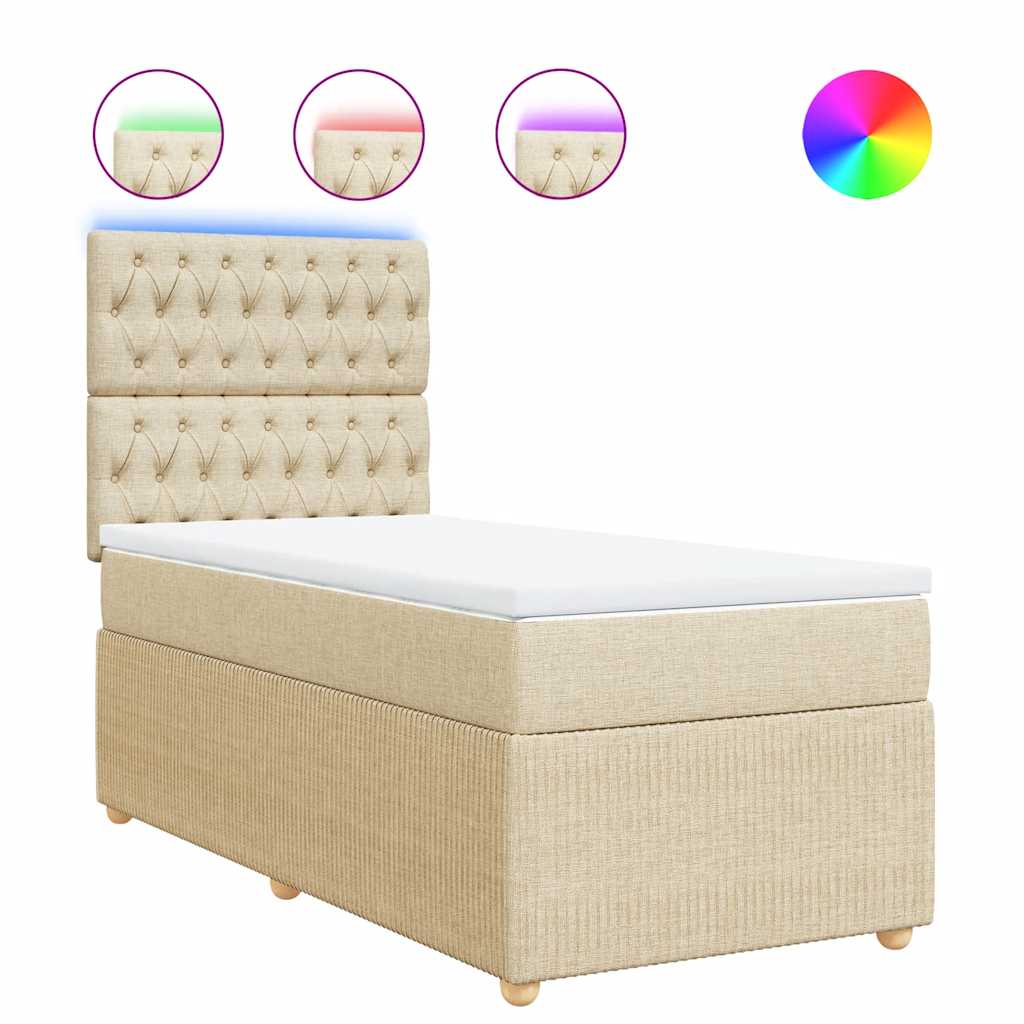 kontinentalseng med madras 80x200 cm stof cremefarvet