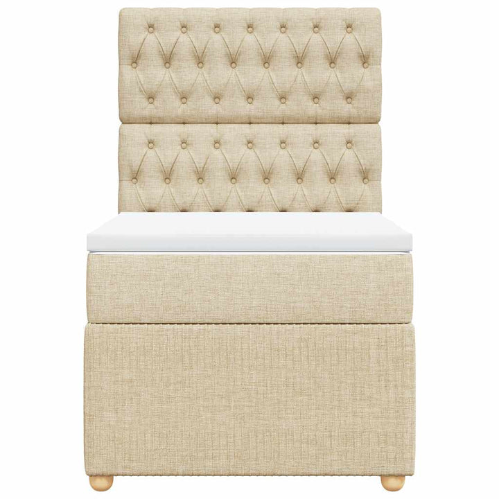 kontinentalseng med madras 80x200 cm stof cremefarvet