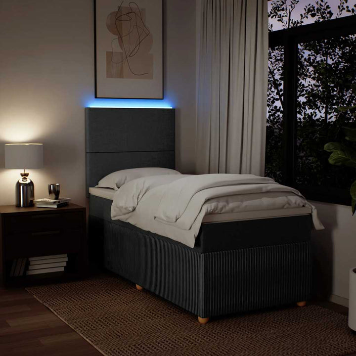 kontinentalseng med madras 90x190 cm stof mørkegrå