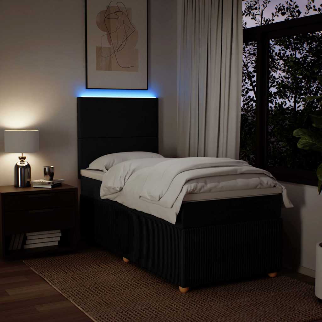 kontinentalseng med madras 90x190 cm stof sort