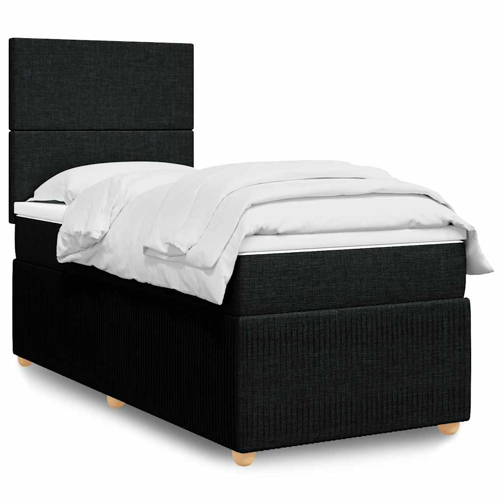 kontinentalseng med madras 90x190 cm stof sort