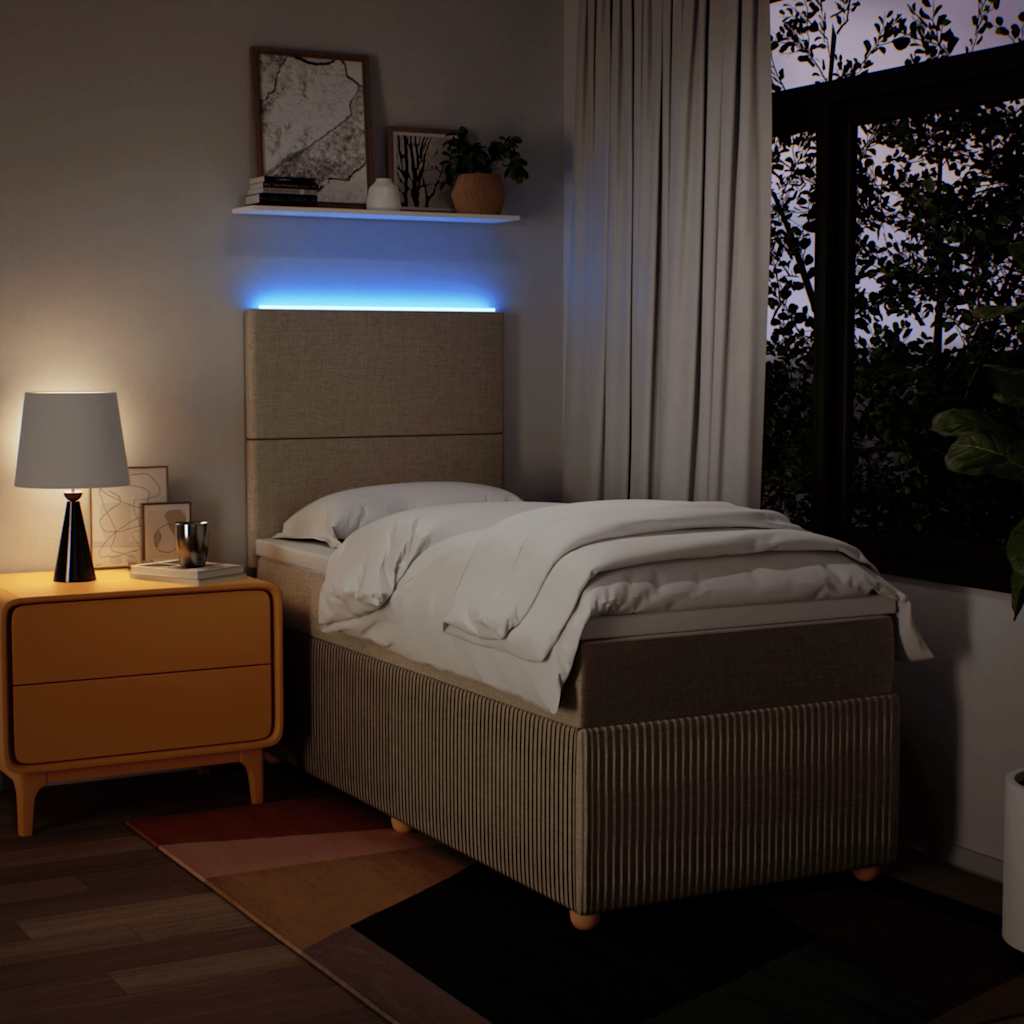 kontinentalseng med madras 90x190 cm stof cremefarvet