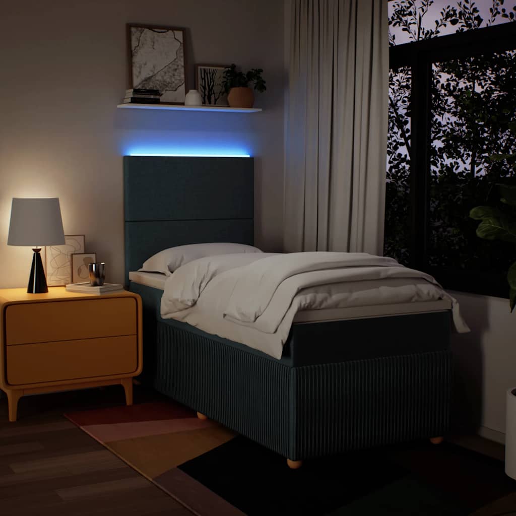 kontinentalseng med madras 90x190 cm stof blå