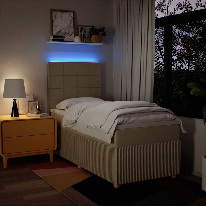 kontinentalseng med madras 90x190 cm stof cremefarvet