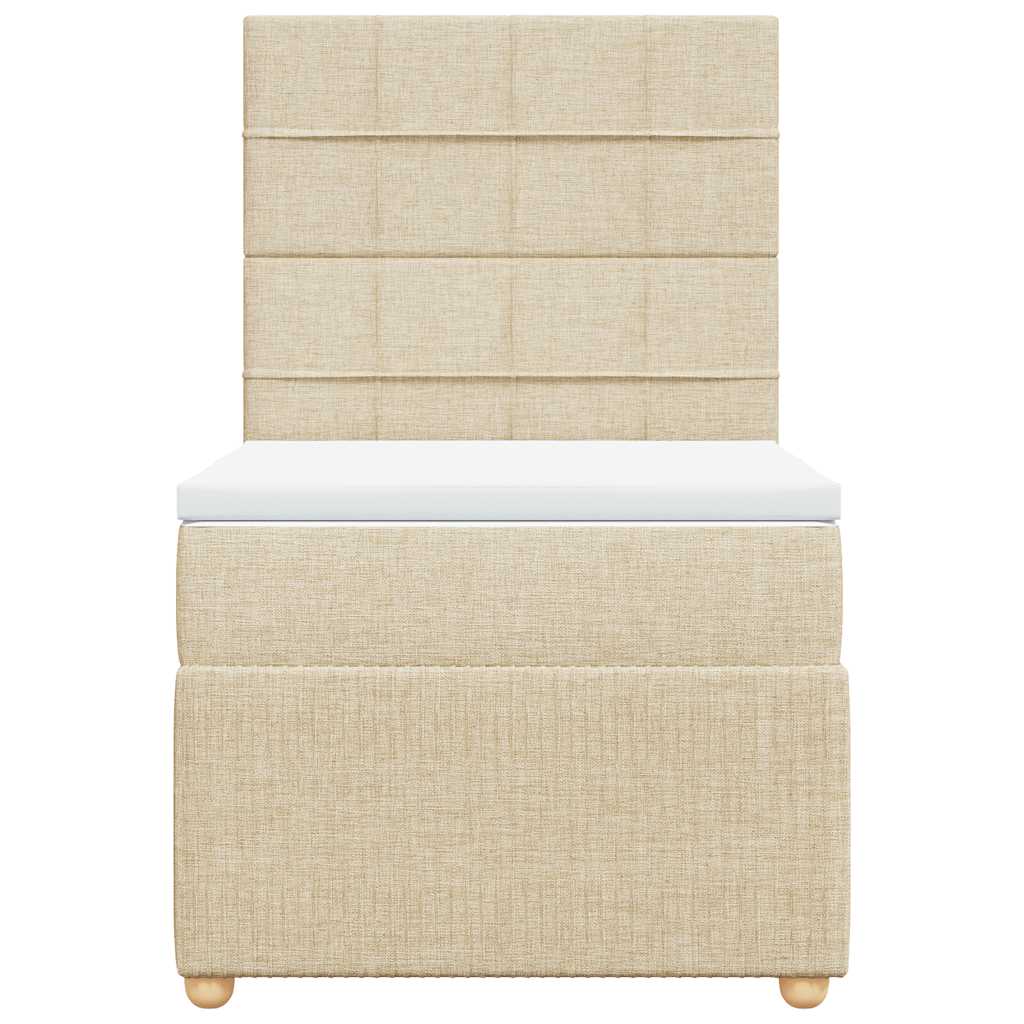 kontinentalseng med madras 90x190 cm stof cremefarvet