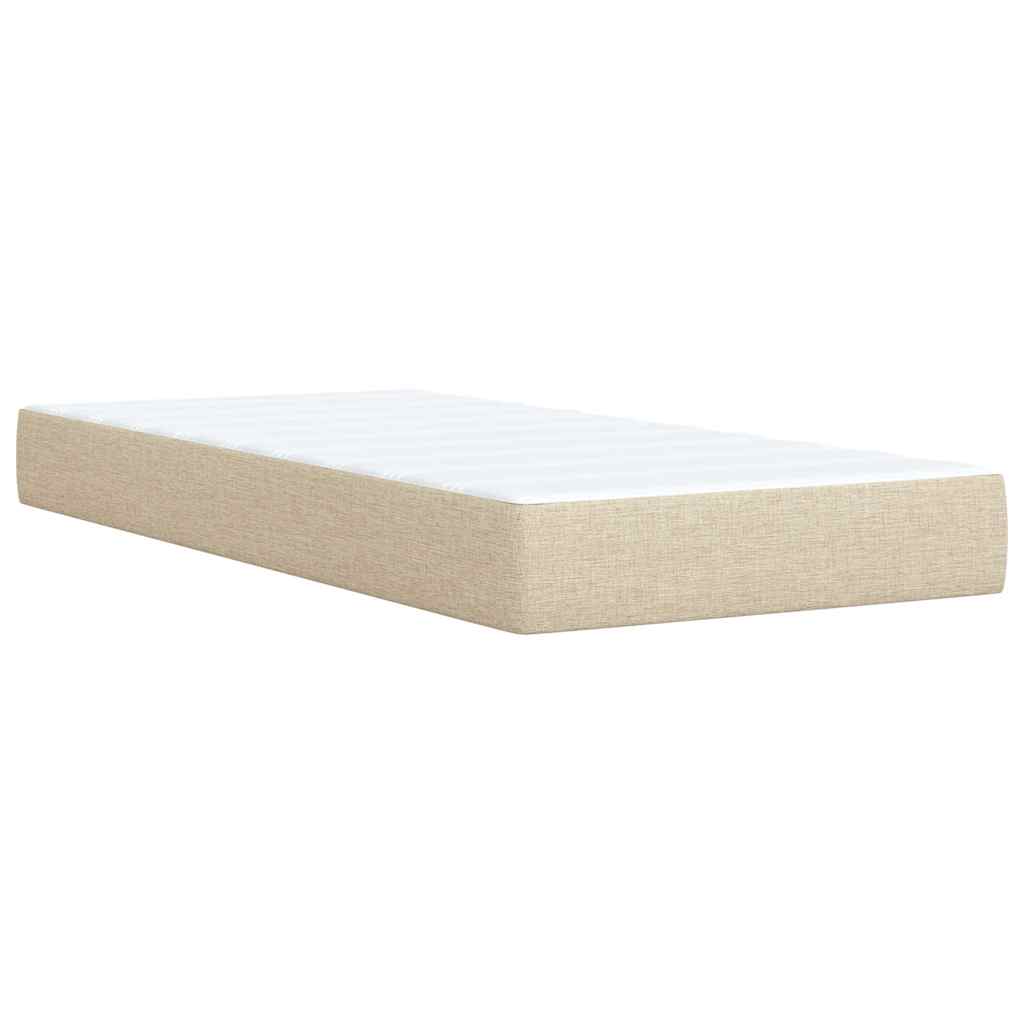 kontinentalseng med madras 90x190 cm stof cremefarvet