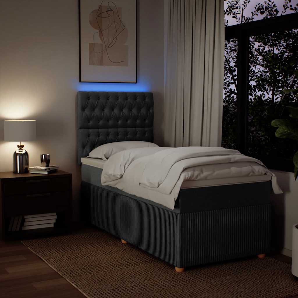 kontinentalseng med madras 90x190 cm stof mørkegrå