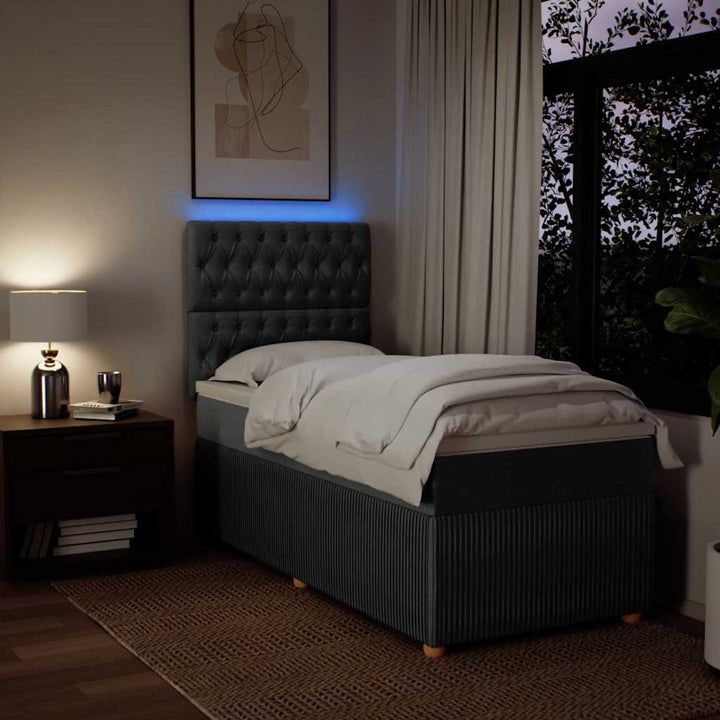 kontinentalseng med madras 90x190 cm stof mørkegrå