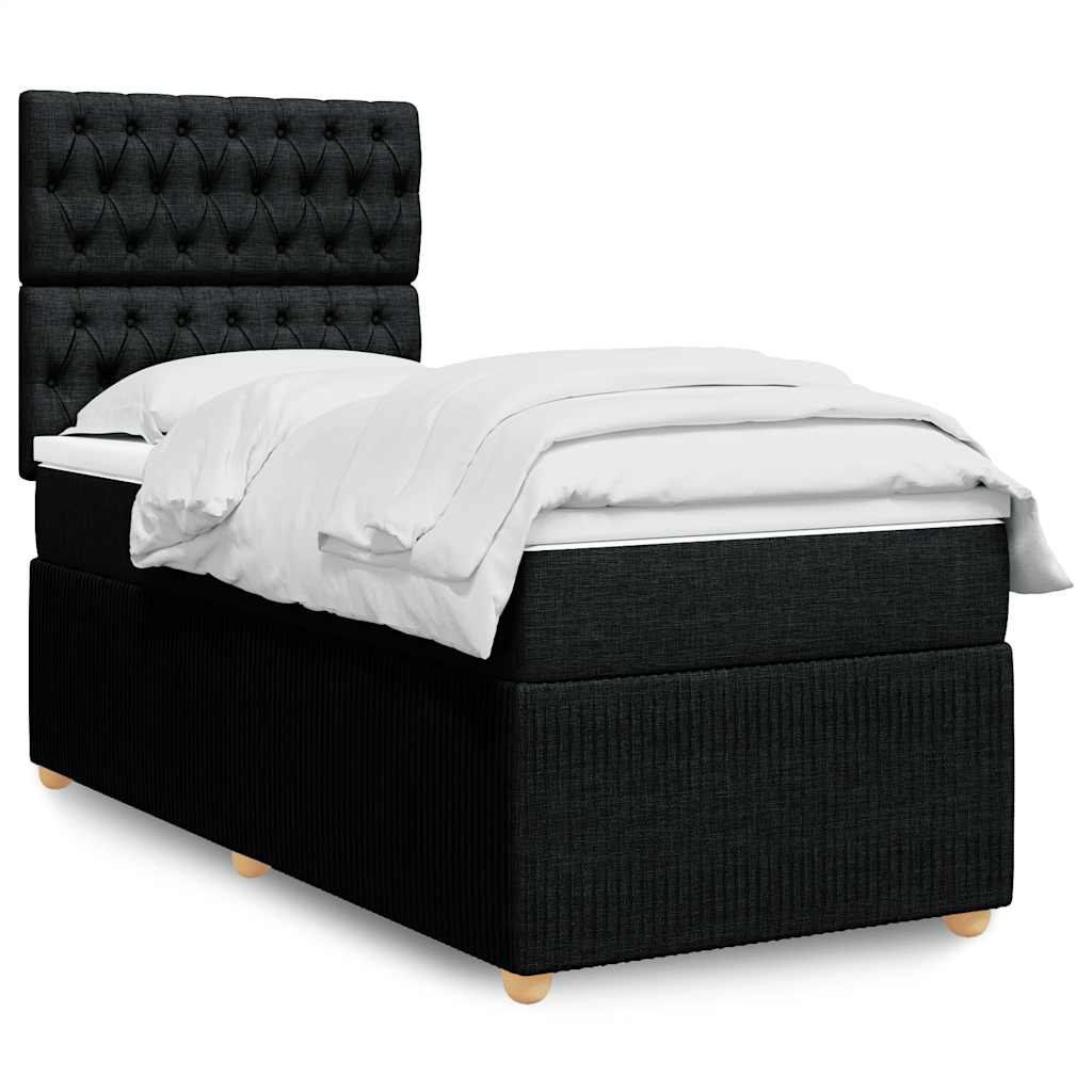 kontinentalseng med madras 90x190 cm stof sort