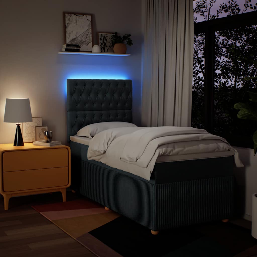 kontinentalseng med madras 90x190 cm stof blå