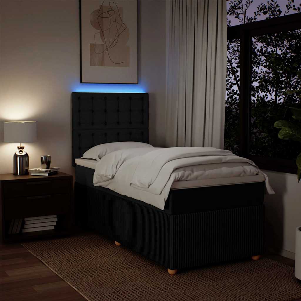 kontinentalseng med madras 90x190 cm stof sort