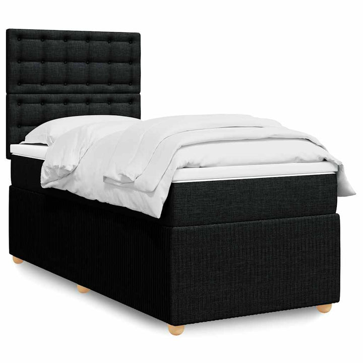 kontinentalseng med madras 90x190 cm stof sort