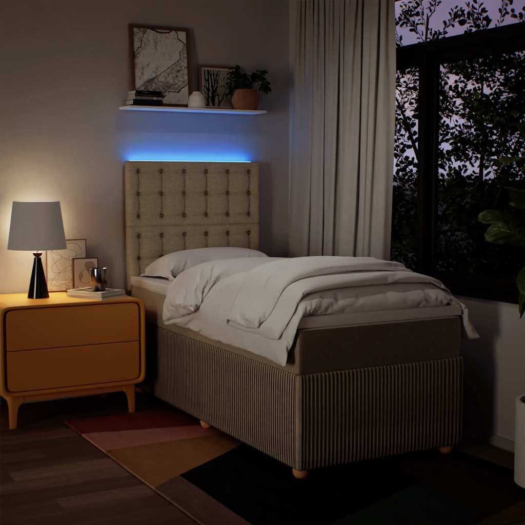 kontinentalseng med madras 90x190 cm stof cremefarvet