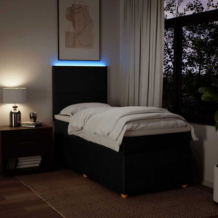 kontinentalseng med madras 90x200 cm stof sort