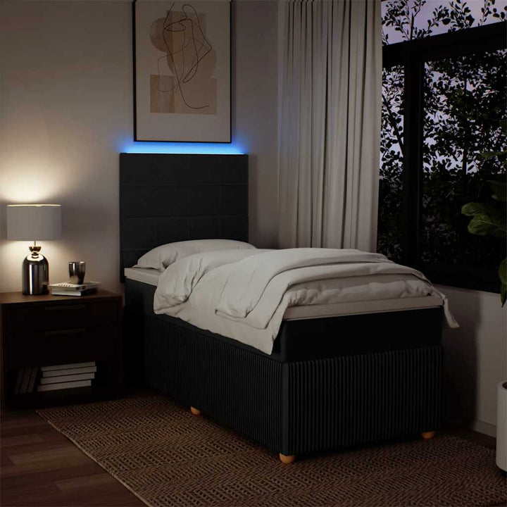 kontinentalseng med madras 90x200 cm stof sort