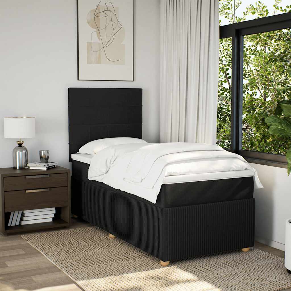 kontinentalseng med madras 90x200 cm stof sort
