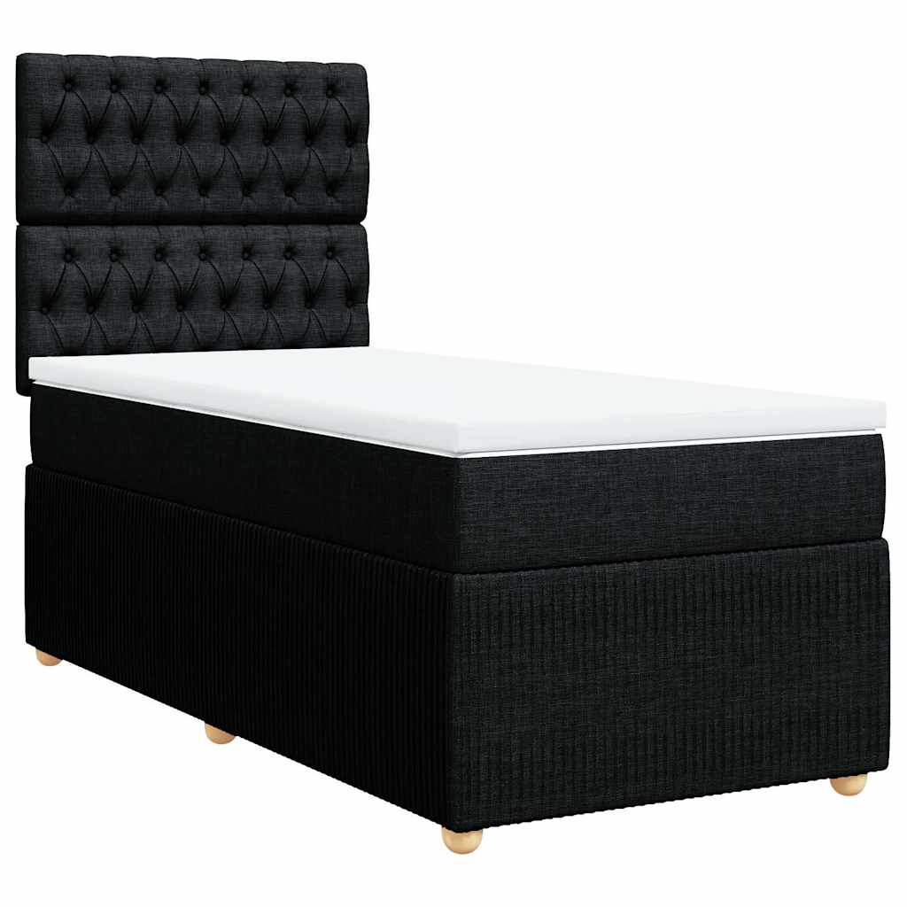 kontinentalseng med madras 90x200 cm stof sort