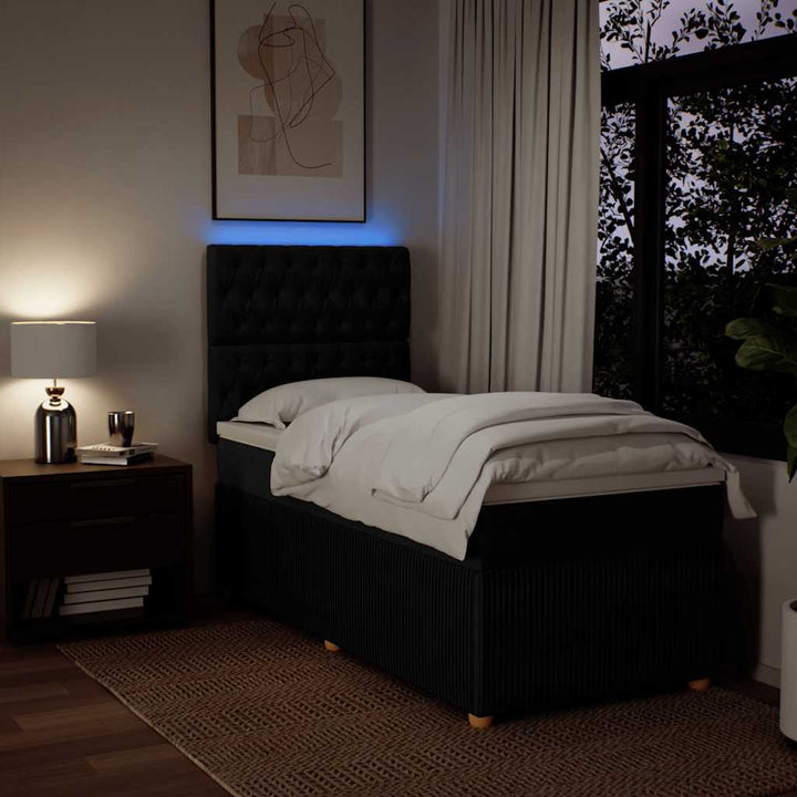 kontinentalseng med madras 90x200 cm stof sort