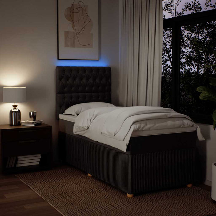 kontinentalseng med madras 90x200 cm stof mørkebrun