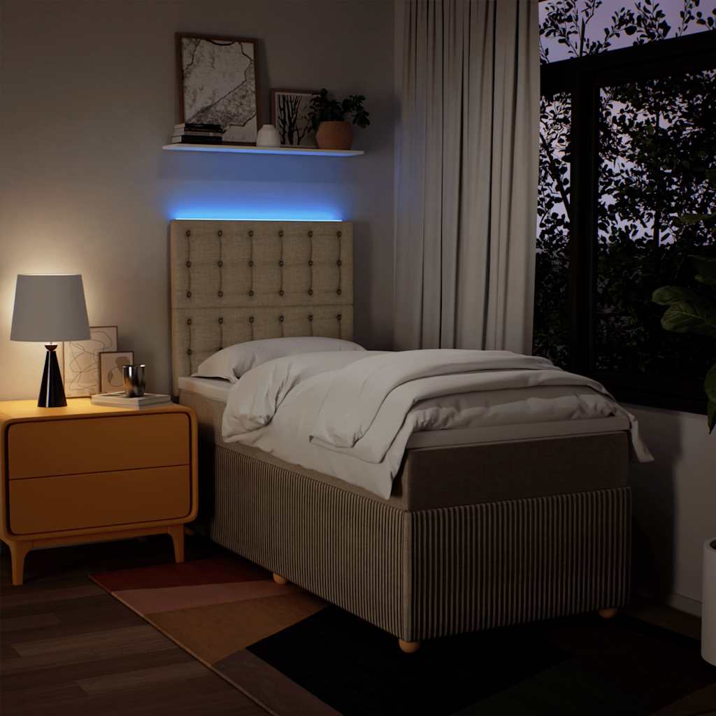 kontinentalseng med madras 90x200 cm stof cremefarvet