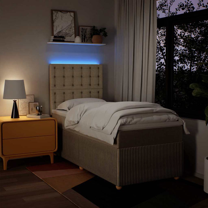 kontinentalseng med madras 90x200 cm stof cremefarvet