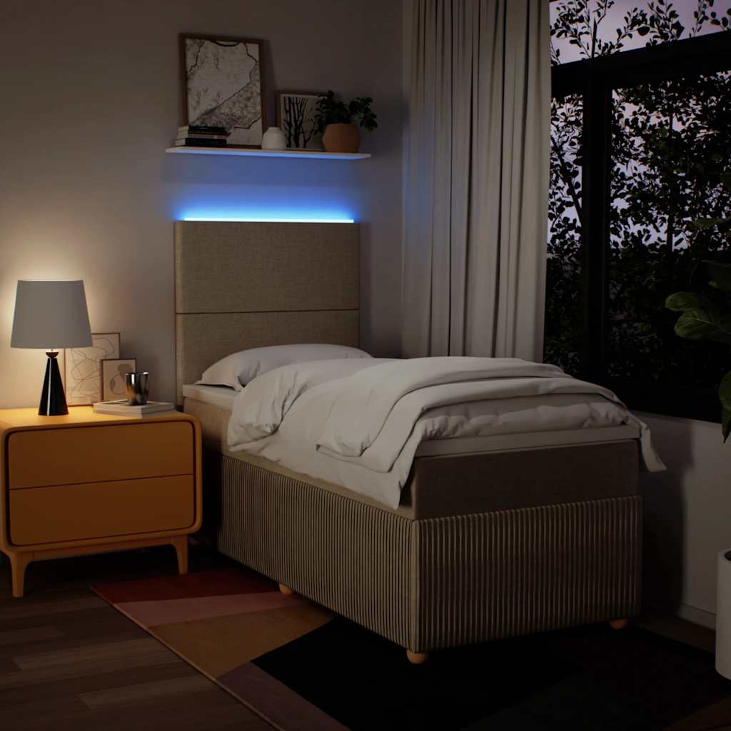 kontinentalseng med madras 100x200 cm stof cremefarvet
