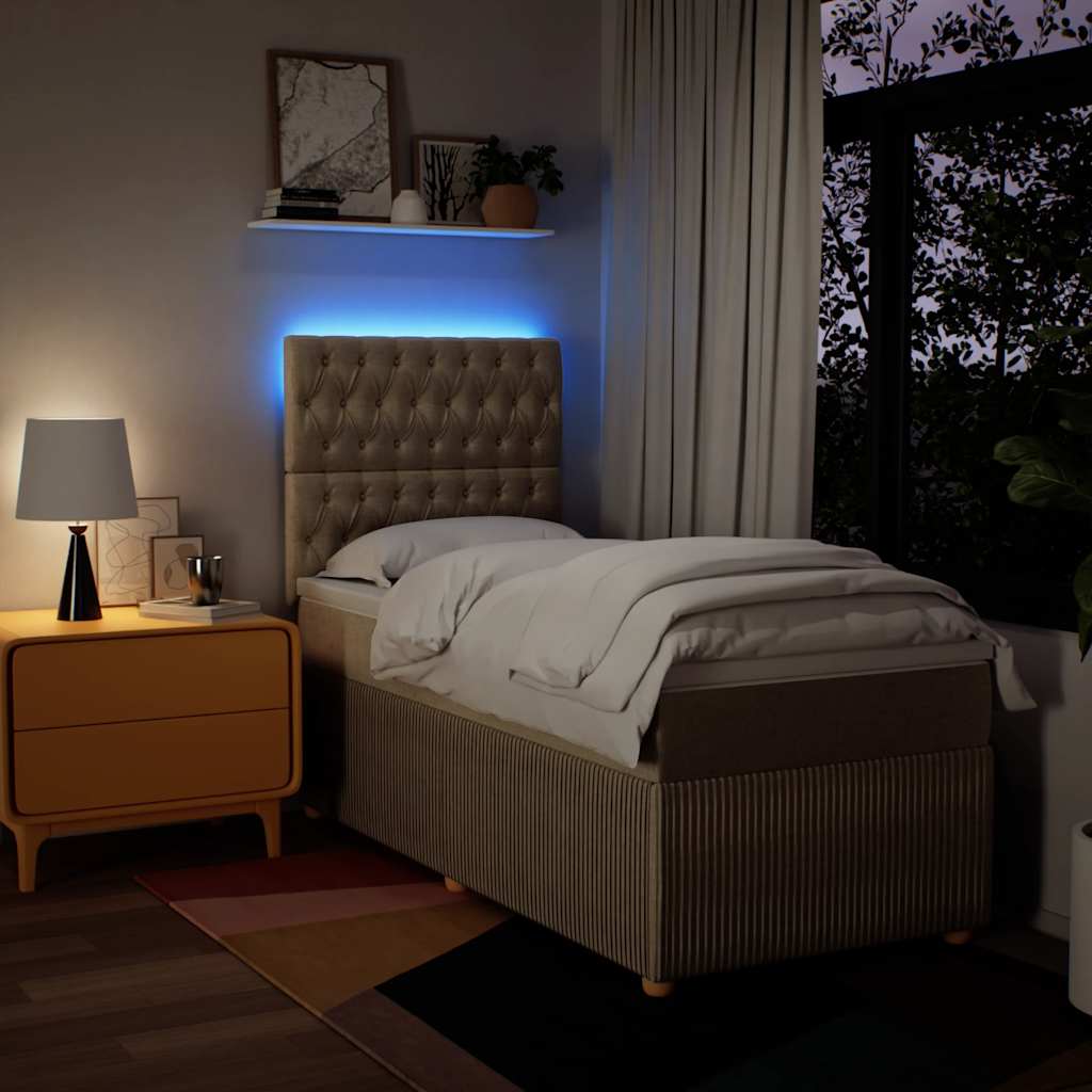 kontinentalseng med madras 100x200 cm stof cremefarvet
