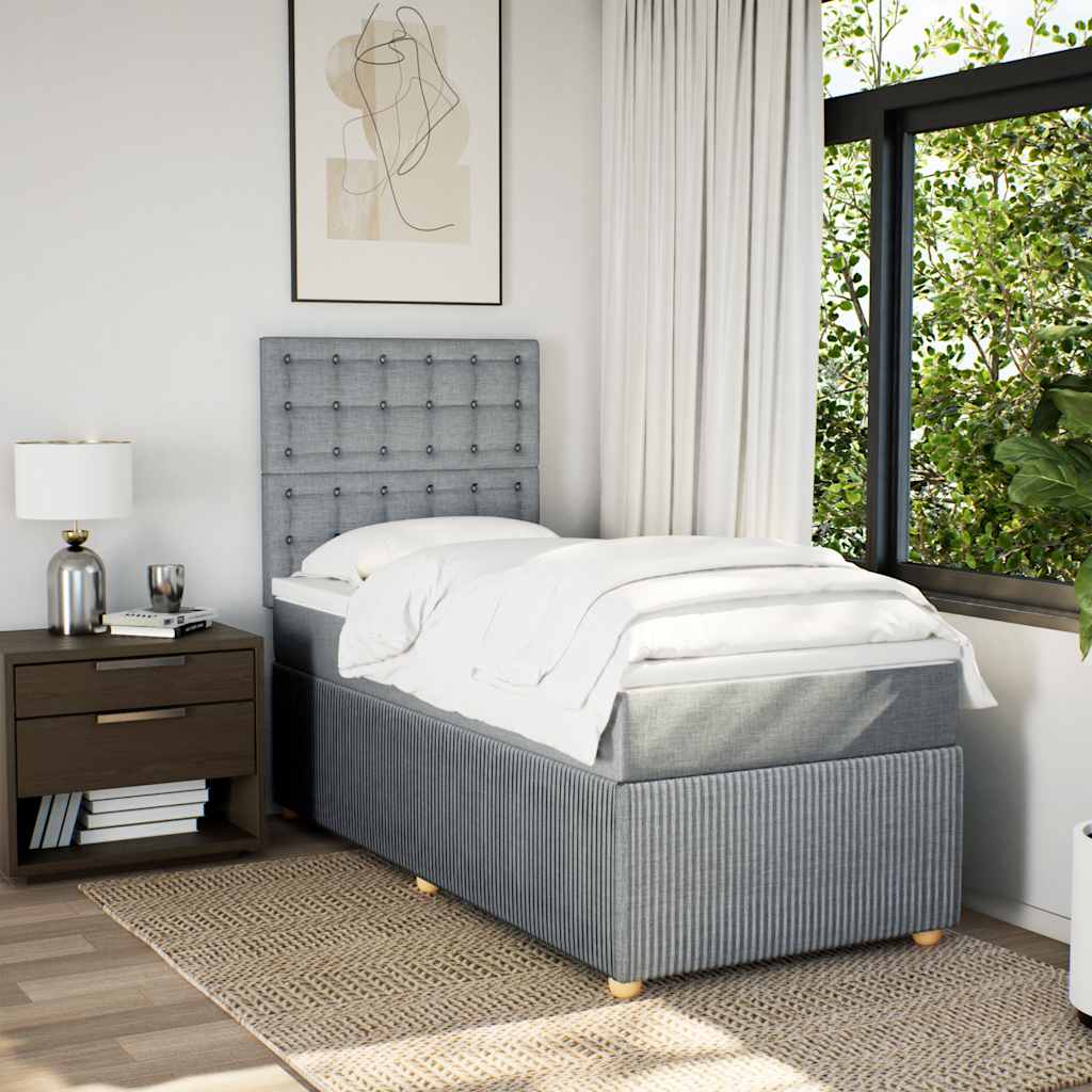 kontinentalseng med madras 100x200 cm stof lysegrå