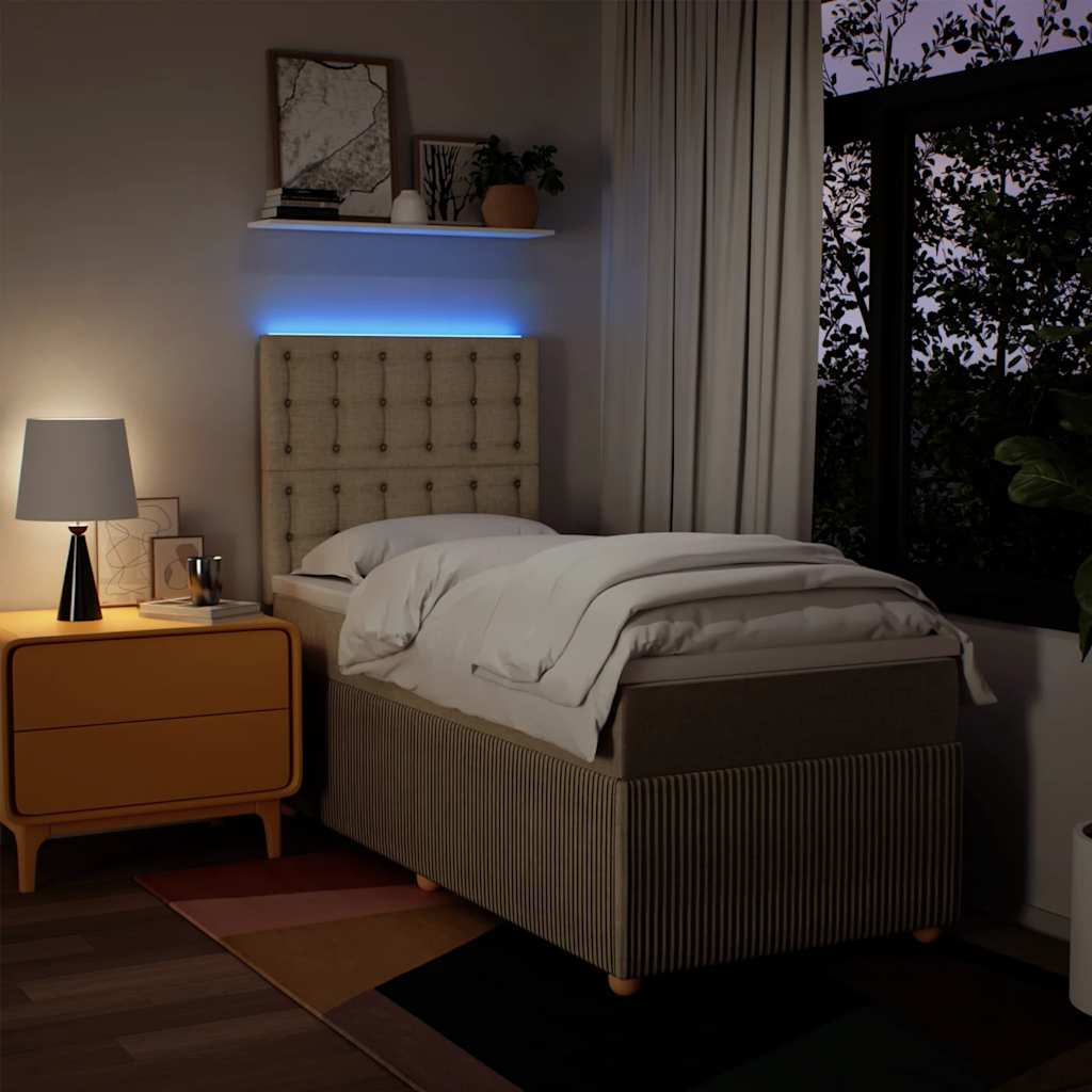 kontinentalseng med madras 100x200 cm stof cremefarvet