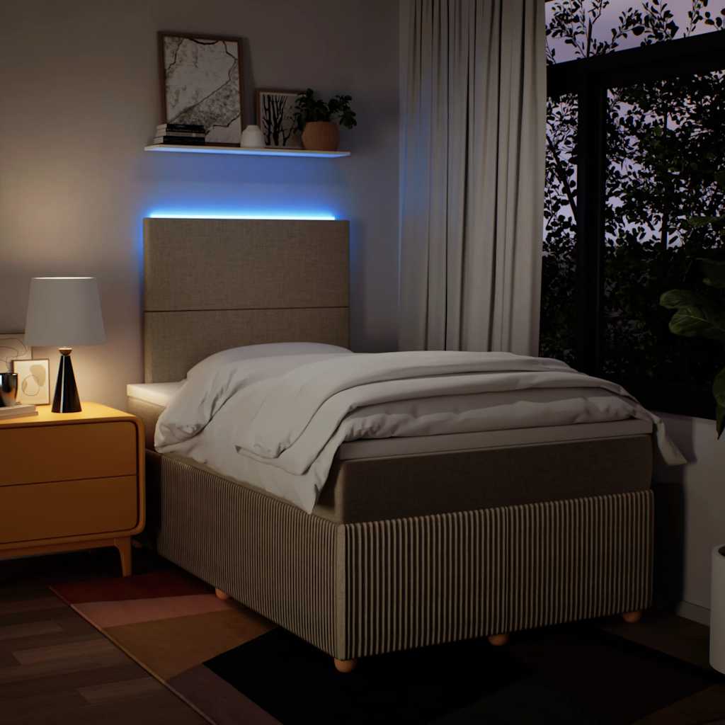 kontinentalseng med madras 120x190 cm stof cremefarvet