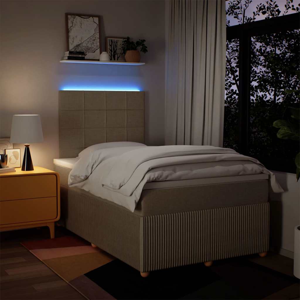kontinentalseng med madras 120x190 cm stof cremefarvet