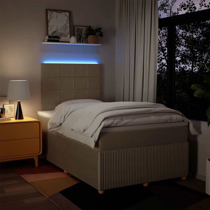 kontinentalseng med madras 120x190 cm stof cremefarvet