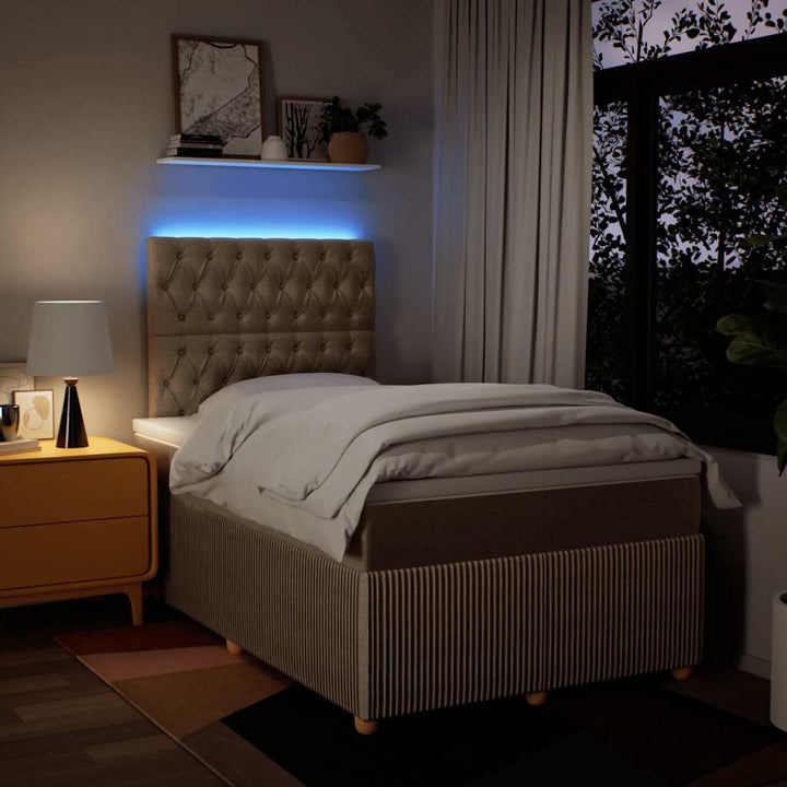 kontinentalseng med madras 120x190 cm stof cremefarvet