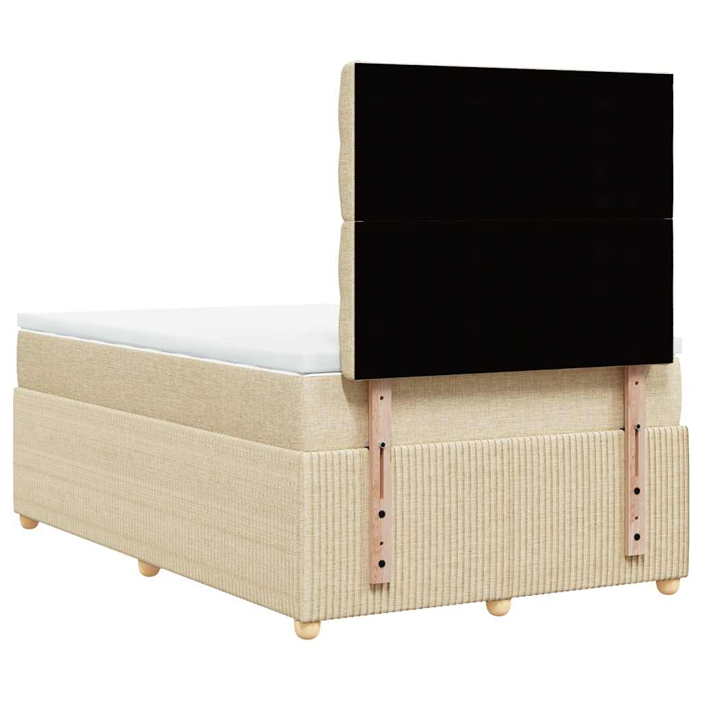 kontinentalseng med madras 120x190 cm stof cremefarvet