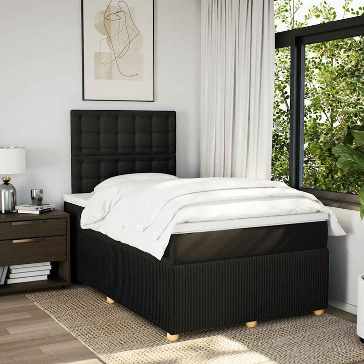 kontinentalseng med madras 120x190 cm stof sort