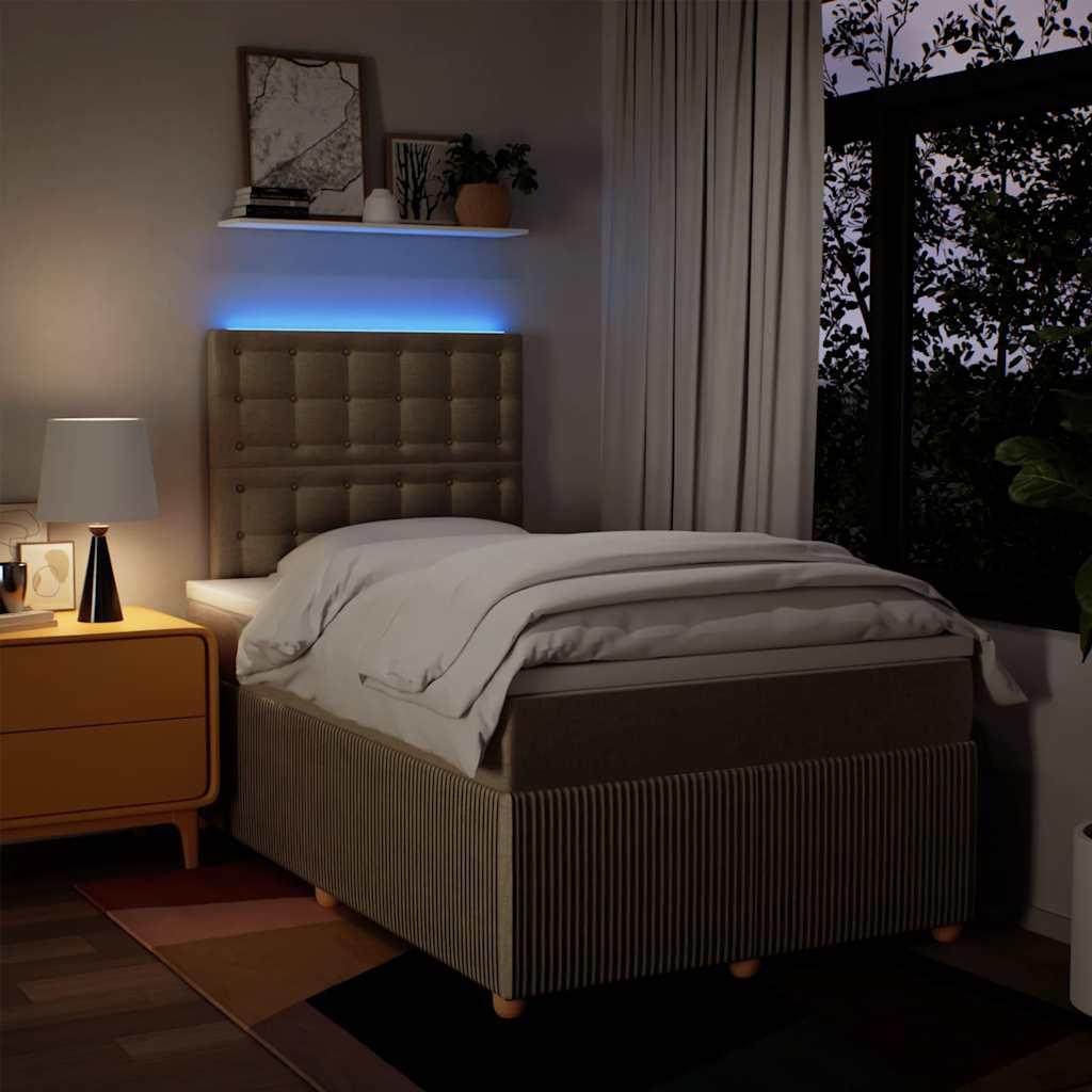 kontinentalseng med madras 120x190 cm stof cremefarvet