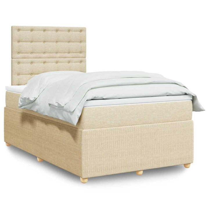 kontinentalseng med madras 120x190 cm stof cremefarvet