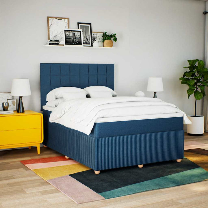 kontinentalseng med madras 140x190 cm stof blå